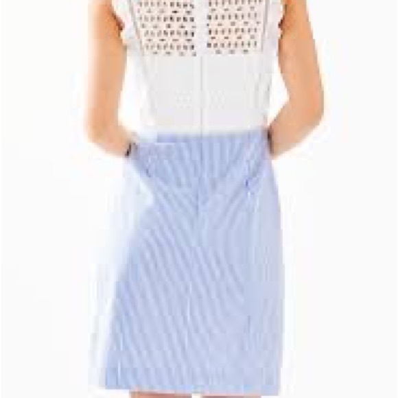 Lilly Pulitzer Blue Seersucker Dress - New Women | Color: White | Size: 00 - Picture 5 of 5